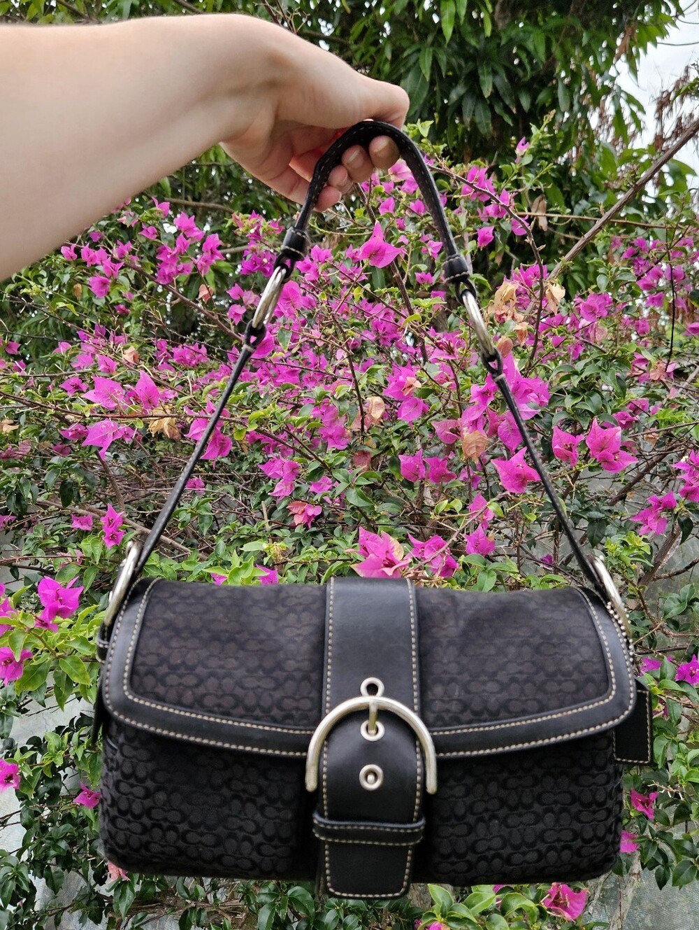Vintage Coach Y2K Micro Signature Double Pocket Soho Black 1463